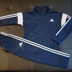 adidas Kids Navy & White Track Jacket and Pants Set Size 8